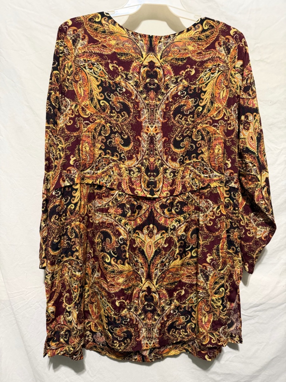 J. Jill Burgundy and Gold Paisley A-Line Long Sleeve Tunic Dress Size 2X - Picture 4 of 8